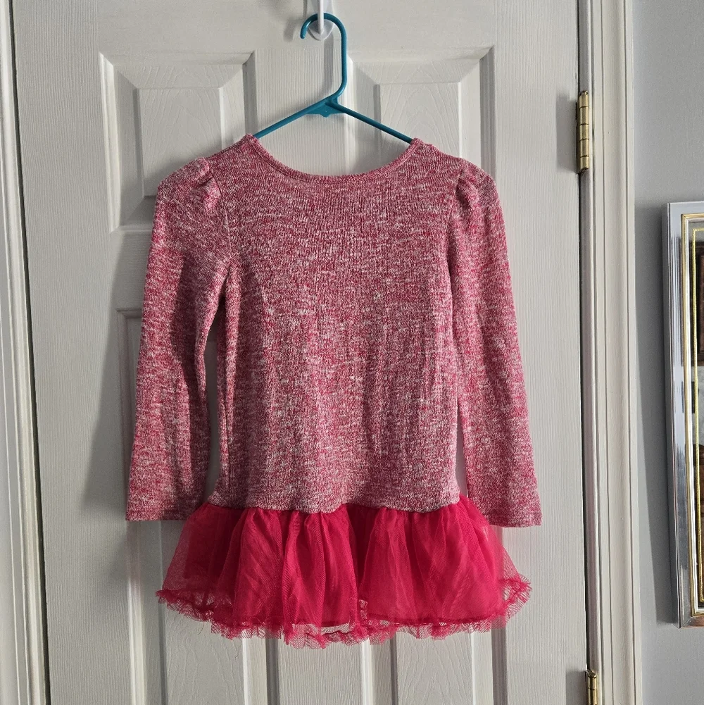 Bobbie Brooks Pink Knit Sweater with Tulle Hem Girls Medium
